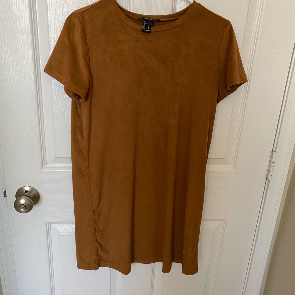 Faux Suede Shirt Dress